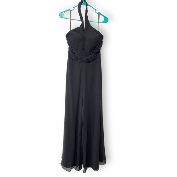 Mori Lee Madeline Gardner Black Chiffon Pleated Formal Halterneck Jumpsuit - Picture 1 of 7